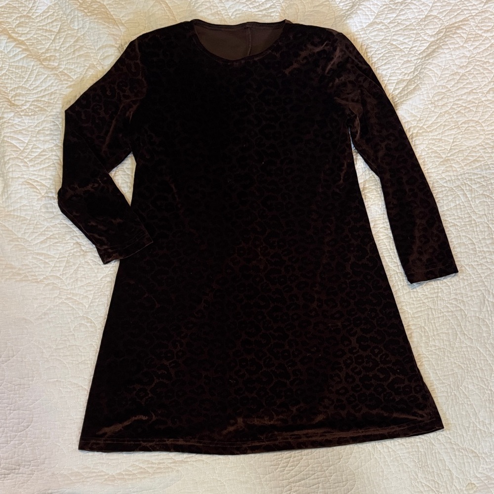 Brown Velvet Leopard Print Dress